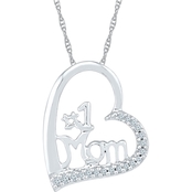 Sterling Silver 1/10 CTW Mom Heart Pendant