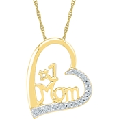 14K Yellow Gold Over Sterling Silver 1/10 CTW Mom Heart Pendant