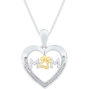 Sterling Silver and 10K Yellow Gold Diamond Accent Heart Pendant