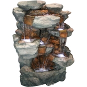 Alpine 5-Tier Rock Fountain with LED Lights