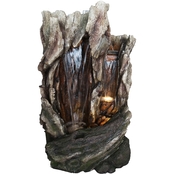 Alpine Tree Trunk Fountain with LED Lights