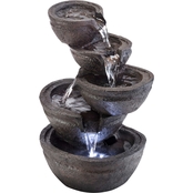 Alpine Tiering Bowls Fountain with White LED Lights