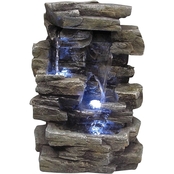 Alpine Cascading Tabletop Fountain with LED Lights