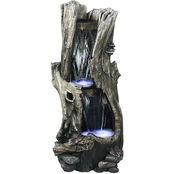 Alpine Rain Forest Waterfall Tree Trunk with LED Lights