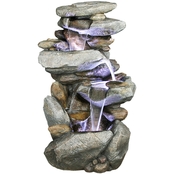 Alpine 4 Tiered Rock Fountain with LED Lights