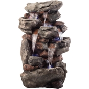 Alpine Rainforest Rock Tiered Fountain with LED Lights