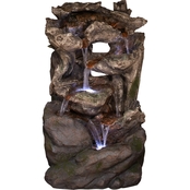 Alpine 40 in. 6 Tiered Rainforest Waterfall Fountain with LED Lights