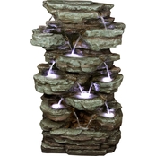Alpine 39 in. Tiered Cascading Rock Fountain with LED Lights
