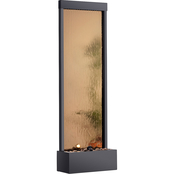 Alpine Bronze Mirror Waterfall Fountain with Stones and Light