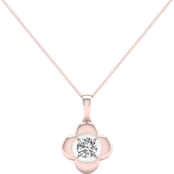 Magnificence 10K Gold 1/10 CTW Round Diamond Clover Pendant 18 In.