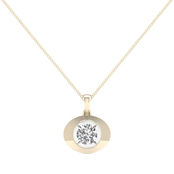 Magnificence 10K Gold 1/10 CTW Round Diamond High Polished Oval Pendant 18 In.