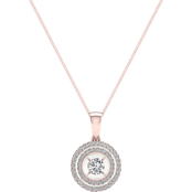 Magnificence 10K Gold 1/2 CTW Round Diamond Double Halo Pendant 18 In.