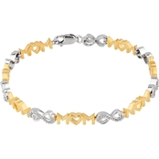 Sterling Silver Yellow Plated 1/10 CTW Diamond Mom Bracelet