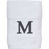 Avanti White Silver Monogram Hand Towel Letter M