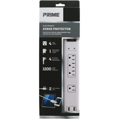 Prime Wire & Cable 4 Outlet Multimedia Surge Protector with 2 Port USB Charger