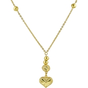 Robert Manse Designs 23K 1/2 Thai Baht Gold Heart Drop Ball Station Necklace 15 in.