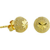 Robert Manse Designs 23K 1/4 Thai Baht Yellow Gold Diamond Cut Round Stud Earrings