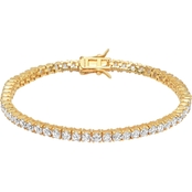 14K Gold Over Sterling Silver Created White Sapphire Tennis Bracelet