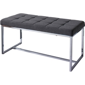CorLiving Huntington Modern Fabric Wide Bench with Chrome Base