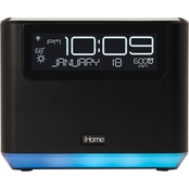 iHome Bluetooth Bedside Clock with Far-Field Alexa Voice Service and USB Charging