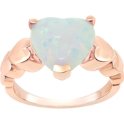 10K Rose Gold Lab Created Opal Heart Ring, Size 7