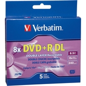 Verbatim DVD+R DL 8.56GB 8X with Branded Surface and Jewel Case 5 pk.