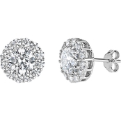 Sterling Silver Round Cubic Zirconia Earrings