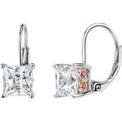 18K Rose Gold Over Sterling Silver Square Cubic Zirconia Earrings