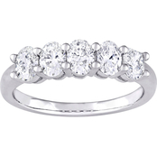 Diamore 14K White Gold 1 CTW Oval Diamond Semi-Eternity Ring