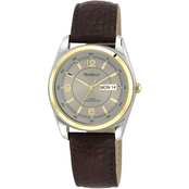 Armitron Men's Day/Date Function Leather Strap Watch 20/1925GYBN