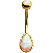 14G Gold Plated Opal Gem Belly Ring