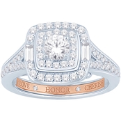 Love Honor Cherish 14K Two Tone Gold 1 CTW Diamond Cushion Ring
