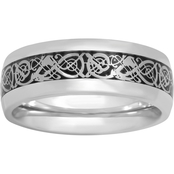 Stainless Steel Band With Filigree Design Inlay