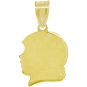 14K Yellow Gold Girl Head Silhouette Charm