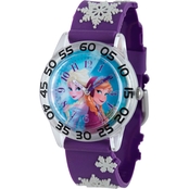 Disney Kids Frozen Anna and Elsa Snowflake Plastic Time Teacher Watch W002033