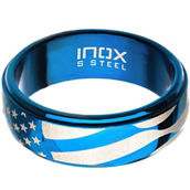 INOX Blue Stainless Steel American Pride Ring