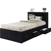 Hodedah Twin Captain Bed with 3 Drawers and Headboard