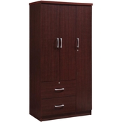 Hodedah 3 Door Armoire with 2 Drawers and 3 Shelves