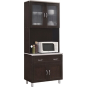 Hodedah Kitchen Cabinet with Top and Bottom Enclosed Cabinet Space