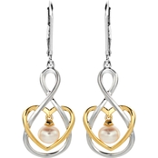 10K Yellow Gold Over Sterling Silver Freshwater Pearl Earrings