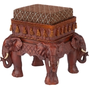 Design Toscano The Maharajah's Elephants Sculptural Upholstered Footstool