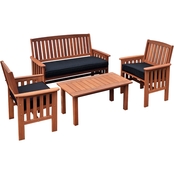CorLiving Miramar Hardwood Outdoor Chair and Coffee Table 4 pc. Set