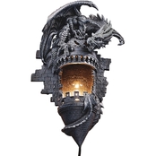 Design Toscano Dragon's Castle Lair 15 in. Illuminated Wall Sconce