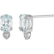 10K White Gold Aquamarine Earrings with Diamond Accents