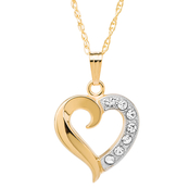 14K Gold Filled Open Heart Pendant with Genuine Austrian Crystal on 18 in. Chain