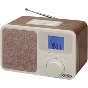 Jensen Digital AM/FM Dual Alarm Clock Radio with Wood Cabinet