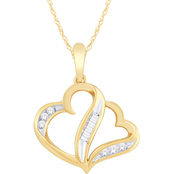 10K Yellow Gold 1/8 CTW Diamond Love Honor Cherish Heart Pendant
