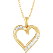 10K Yellow Gold 1/8 CTW Diamond Love Honor Cherish Heart Pendant
