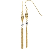 14K Gold Two-tone Bead and Chain Dangle Earrings