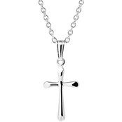 Kids Sterling Silver Polished Domed Cross with 15 in. Chain Necklace